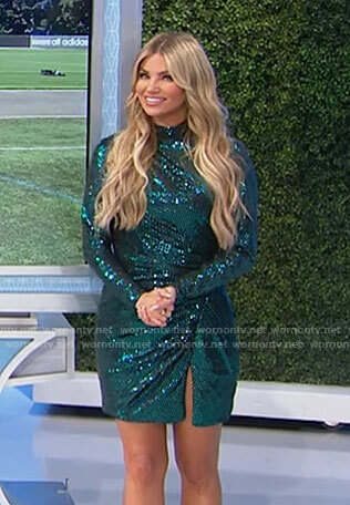 Amber’s green long sleeved mini dress on The Price is Right