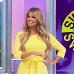 Amber’s yellow tie-waist dress on The Price is Right