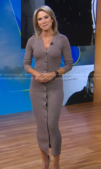 Amy’s grey button down knit dress on Good Morning America