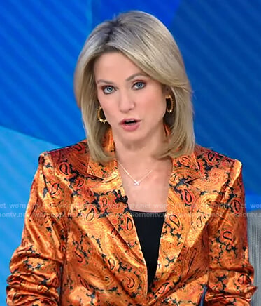 Amy’s orange paisley blazer on Good Morning America