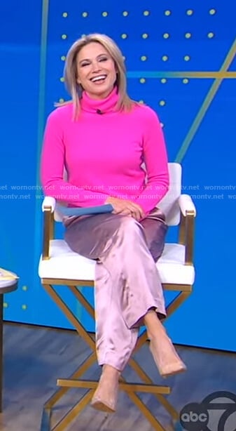 Wornontv Amys Pink Turtleneck Sweater And Pants On Good Morning America Amy Robach Clothes 