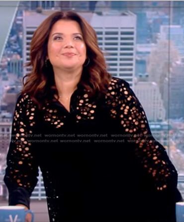 Ana’s black cutout velvet blouse on The View