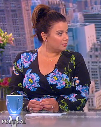 Ana’s black floral print jumpsuit on The View