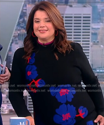 Ana’s black floral print sweater dress on The View
