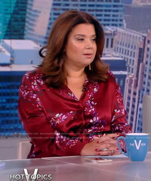 Ana’s red floral print wrap dress on The View