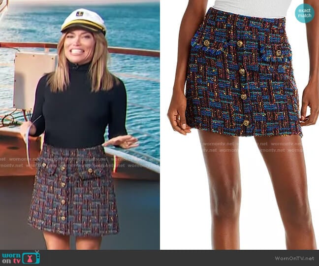 Aqua Tweed Mini Skirt  worn by Kit Hoover on Access Hollywood