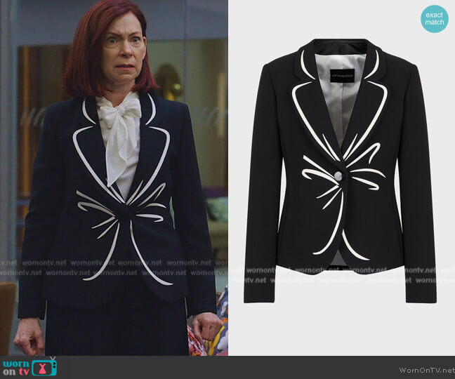 Armani Technical Cady Jacket with Trompe l'ail print worn by (Carrie Preston) on The Good Fight