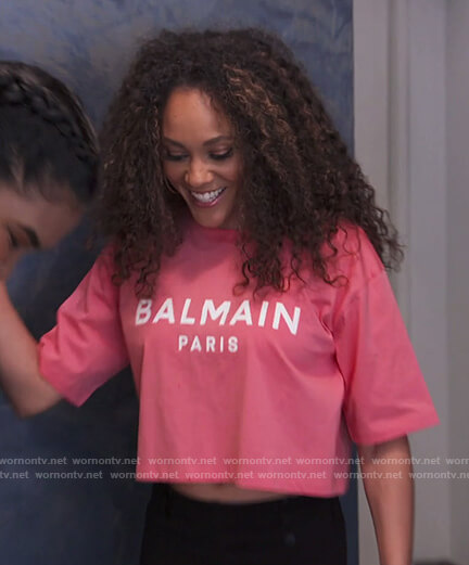 Ashley's pink Balmain crop top on The Real Housewives of Potomac