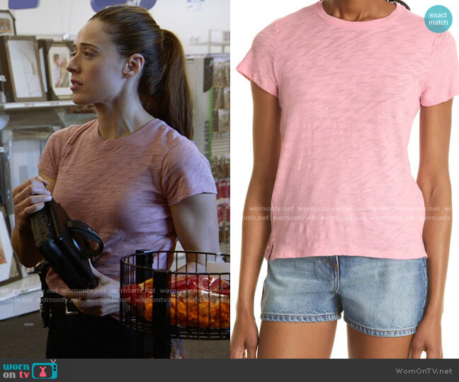 ATM Anthony Thomas Melillo Schoolboy Cotton Crewneck T-Shirt in Ballet Pink worn by Kim Burgess (Marina Squerciati) on Chicago PD