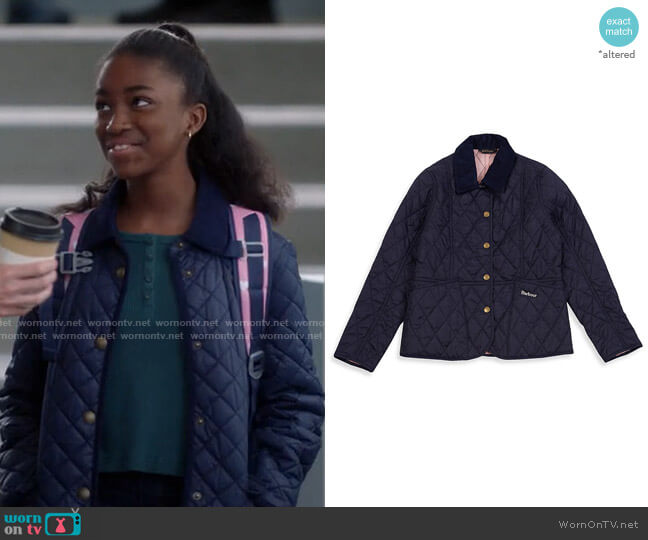 Barbour Girl's Summer Liddesdale Quilted Jacket worn by Zola Grey Shepherd (Aniela Gumbs) on Greys Anatomy