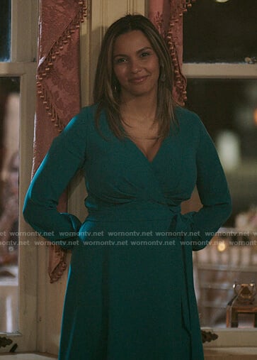 Billie’s teal green wrap dress on The Resident
