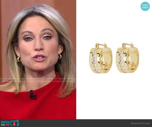 Bonheur Jewelry Livie Crystal Hoop Earrings worn by Amy Robach on Good Morning America
