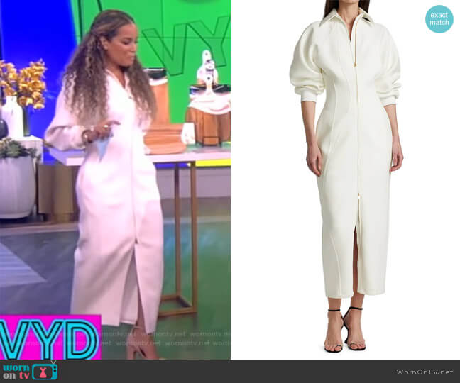 Brandon Maxwell Zip Front Bonded Jersey Sheath Dress worn by Sunny Hostin on The View