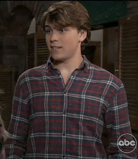 Cameron’s blue and red plaid shirt on General Hospital