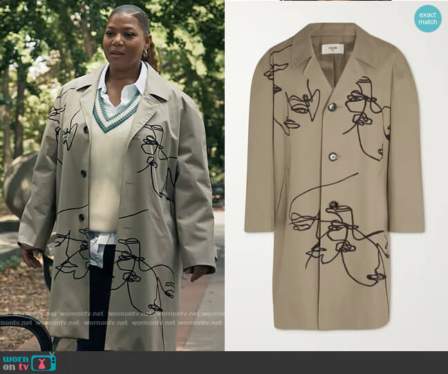 Celine Homme Printed Cotton-Gabardine Trench Coat worn by Robyn McCall (Queen Latifah) on The Equalizer