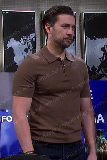 Chad’s brown polo shirt on Days of our Lives