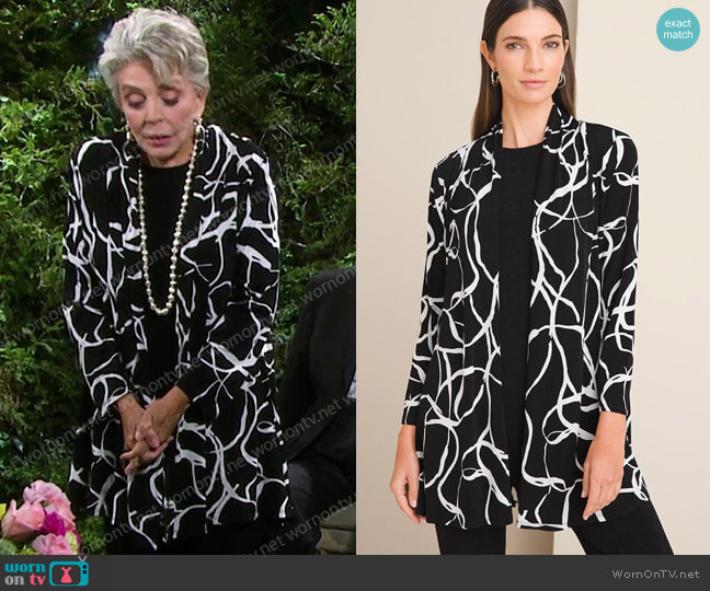 Chicos Printed Racerback Jacket worn by Julie Olson Williams (Susan Seaforth Hayes) on Days of our Lives