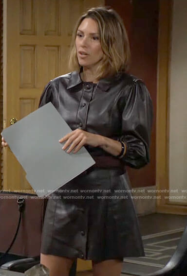 Chloe’s leather shirtdress on The Young and the Restless