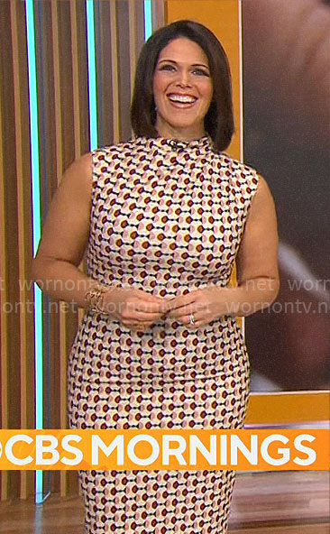 Dana Jacobson's geometric print dress on CBS Saturday Morning