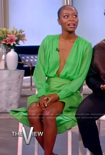 Danielle Deadwyler’s green wrap top on The View