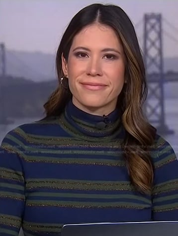 Deirdre Bosa’s metallic striped turtlneck sweater on NBC News Daily