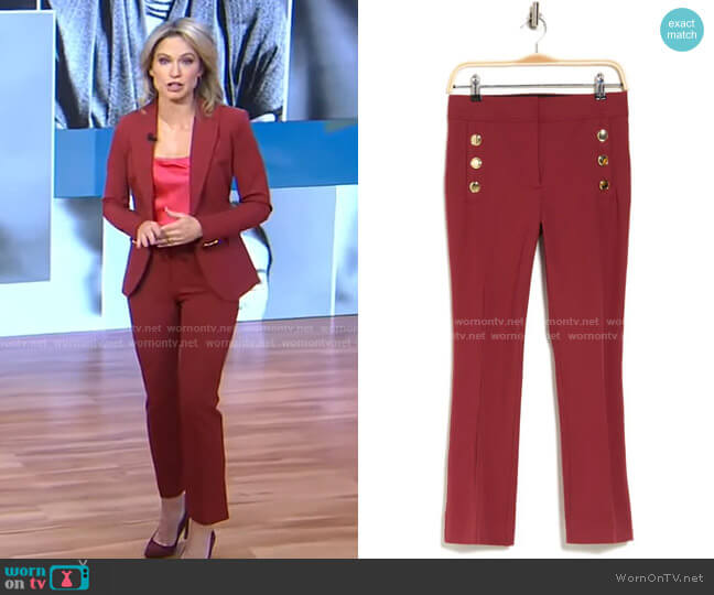 Derek Lam 10 Crosby Button Cropped Flare Pants worn by Amy Robach on Good Morning America