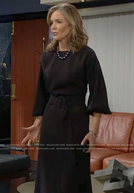 Diane’s black belted dress on The Young and the Restless