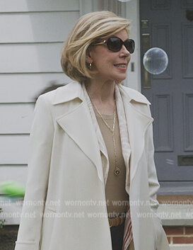 Diane's white trench coat on The Good Fight