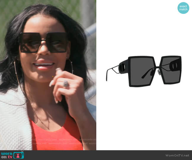 Dior 30Montaigne 58mm Square Sunglasses worn by Mia Thornton on The Real Housewives of Potomac