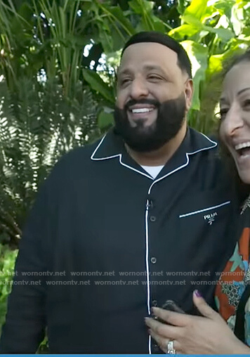 DJ Khaled’s black shirt with white piping on Today