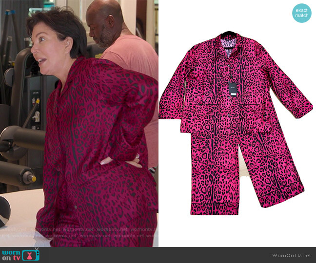 Dolce & Gabbana Leopard Print Silk Pajamas worn by Kris Jenner (Kris Jenner) on The Kardashians