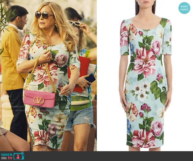 Dolce & Gabbana Floral Print Cady Dress worn by Tanya McQuoid (Jennifer Coolidge) on The White Lotus