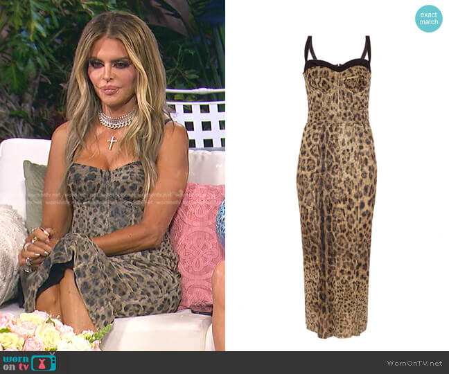 Dolce & Gabbana Leopard-Print Bustier Dress worn by Lisa Rinna on The Real Housewives of Beverly Hills