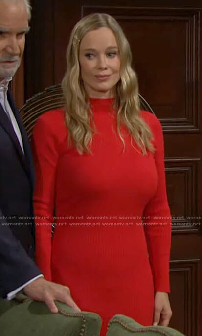 Donna’s red long sleeve dress on The Bold and the Beautiful