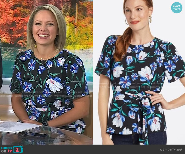 Draper James Floral Tie Waist Belted Blouse worn by Dylan Dreyer on Today