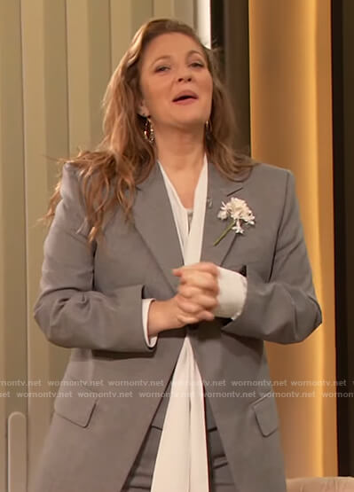 Drew’s gray blazer and pants on The Drew Barrymore Show