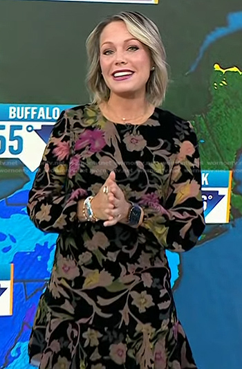 Dylan’s black floral velvet dress on Today