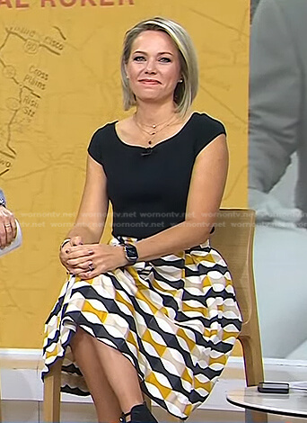 Dylan’s yellow geo print skirt on Today