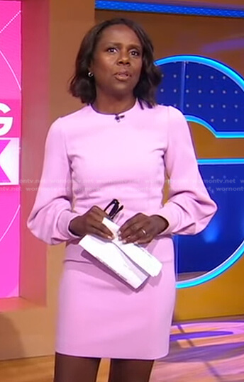 Debrah’s pink long sleeve mini dress on Good Morning America