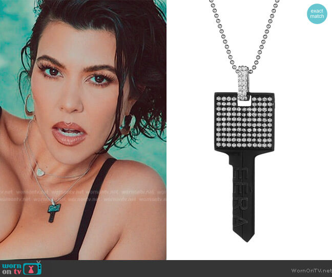 Eera Key 18k Pave Necklace worn by Kourtney Kardashian (Kourtney Kardashian) on The Kardashians