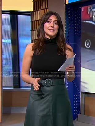 Erielle’s green belted leather skirt on Good Morning America