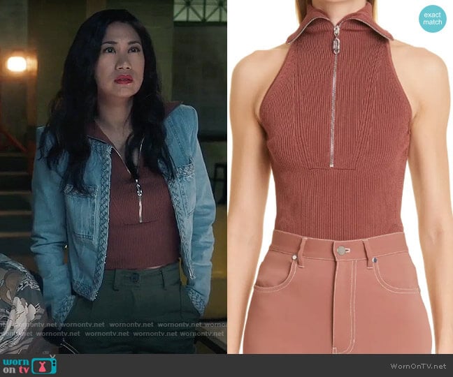 Et Ochs Emily Rib Zip Polo Tank worn by Melody Bayani (Liza Lapira) on The Equalizer