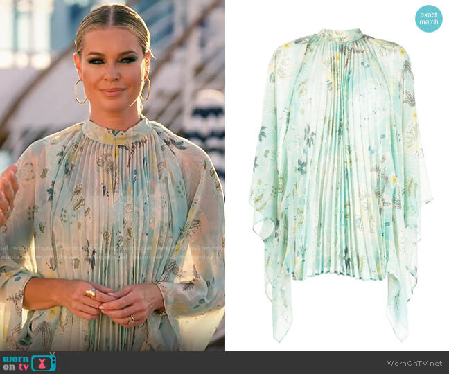 Etro Pleated Floral-print Blouse worn by Rebecca Romijn on The Real Love Boat