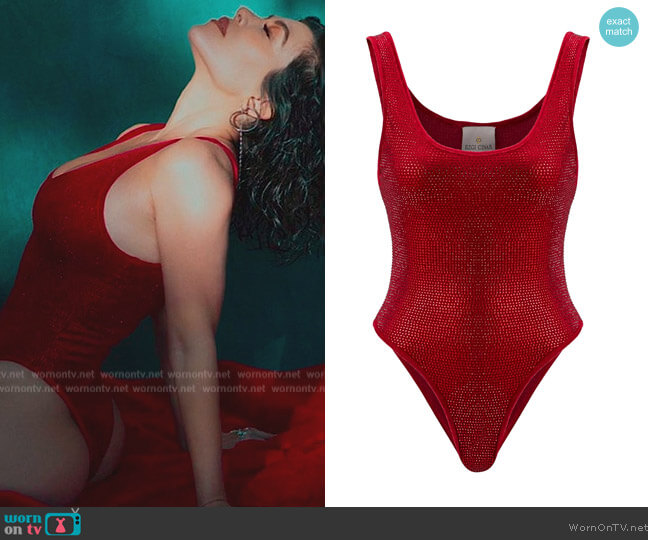 Ezgi Cinar Heat Red Body Crystals Swimsuit worn by Kourtney Kardashian (Kourtney Kardashian) on The Kardashians