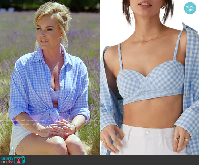 Favorite Daughter The Ex-Boyfriend Gingham Cotton Bralette worn by Rebecca Romijn on The Real Love Boat