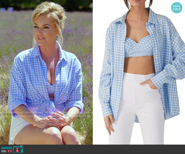 Favorite Daughter The Ex-Boyfriend Gingham Cotton Shirt worn by Rebecca Romijn on The Real Love Boat