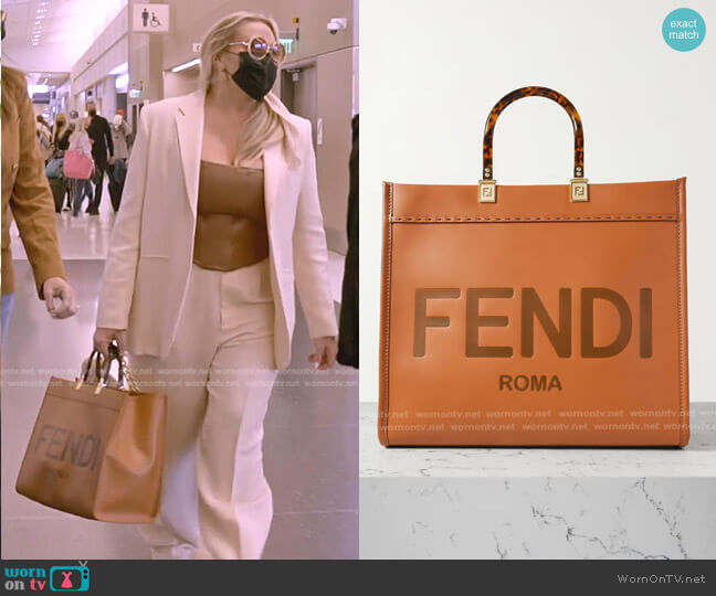 Fendi Sunshine Shopper Debossed Leather Tote worn by Heather Gay on The Real Housewives of Salt Lake City
