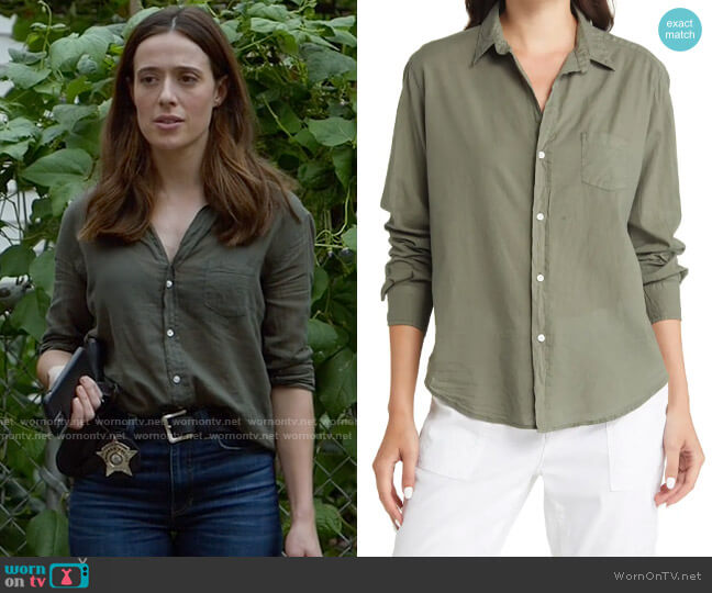 Frank & Eileen Eileen Shirt in Army Green Voile worn by Kim Burgess (Marina Squerciati) on Chicago PD