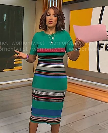 Gayle King's green striped dress on CBS Mornings