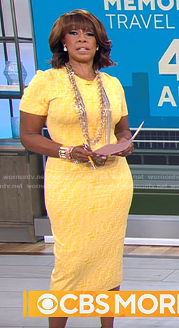 WornOnTV: Gayle King's yellow monogram print dress on CBS Mornings, Gayle  King